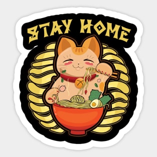 Stay Home Anime Kawaii Cat Sticker